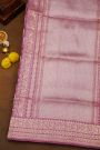 Banarasi Silk Lavender Saree With Florals And Leaves Jaal In Meenakari Body