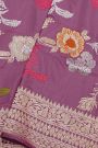 Banarasi Silk Lavender Saree With Florals And Leaves Jaal In Meenakari Body