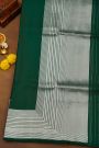 Banarasi Silk Bottle Green Saree With Zari Lines 3D Border
