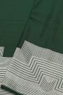 Banarasi Silk Bottle Green Saree With Zari Lines 3D Border