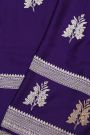 Banarasi Silk Navy Blue Saree With Floral Buttis Body