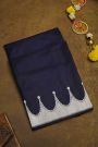 Banarasi Silk Navy Blue Saree With Floral Buttis Border