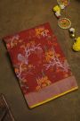 Pure Banarasi Cotton Red Saree With Jamdani Weaving