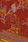 Pure Banarasi Cotton Red Saree With Jamdani Weaving