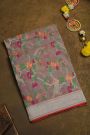 Pure Banarasi Cotton Grey Saree With Jamdani Weaving