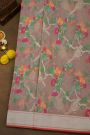 Pure Banarasi Cotton Grey Saree With Jamdani Weaving