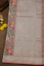 Pure Banarasi Cotton Grey Saree With Jamdani Weaving
