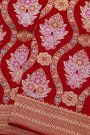Banarasi Silk Red Saree With Florals And Leaves In Meenakari Body