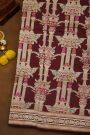 Banarasi Silk Maroon Saree With Florals And Leaves In Meenakari Body
