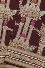 Banarasi Silk Maroon Saree With Florals And Leaves In Meenakari Body