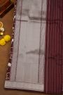 Banarasi Silk Maroon Saree With Zari Lines And Floral Buttis Body