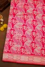 Banarasi Silk Rani Pink Saree With Florals And Leaves In Meenakari Body