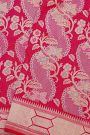 Banarasi Silk Rani Pink Saree With Florals And Leaves In Meenakari Body