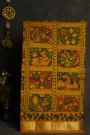 Kalamkari Silk Orange Saree With Cross Lines In Zari Border