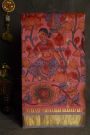 Kalamkari Silk Peach Pink Saree With Peacocks And Yalis Border