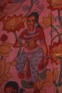 Kalamkari Silk Peach Pink Saree With Peacocks And Yalis Border