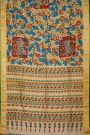 Hand Painted Kalamkari Silk Off White Saree With Zari Lines Border