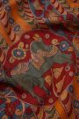 Kalamkari Silk Multi Colour Saree With Diamonds Zari Border