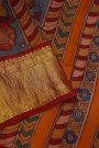 Kalamkari Silk Multi Colour Saree With Diamonds Zari Border