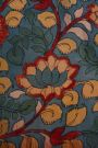 Kalamkari Silk Sky Blue Saree With Peacocks In Zari Lines Border