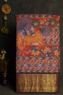 Kalamkari Silk Red Saree With Diamonds In Zari And Peacocks