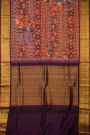 Kalamkari Silk Red Saree With Diamonds In Zari And Peacocks