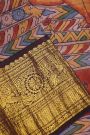 Kalamkari Silk Red Saree With Diamonds In Zari And Peacocks