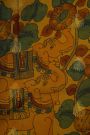 Kalamkari Silk Mehendi Green Saree With Elephants And Florals Border