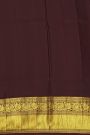 Kalamkari Silk Rust Brown Saree With Peacocks And Geometric Border
