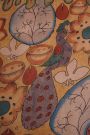 Kalamkari Silk Rust Brown Saree With Peacocks And Geometric Border