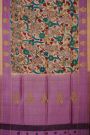 Kalamkari Silk Off White Saree With Florals Border