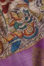 Kalamkari Silk Off White Saree With Florals Border