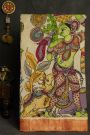 Kalamkari Silk Cream Saree With Diamonds Border