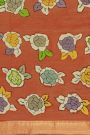 Kalamkari Silk Cream Saree With Diamonds Border