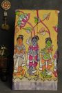 Kalamkari Silk Mustard Saree With Diamonds Border