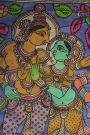 Kalamkari Silk Mustard Saree With Diamonds Border