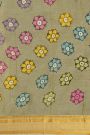 Kalamkari Cream Saree With Diamonds And Cross Lines Border