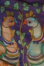 Kalamkari Cream Saree With Florals And Diamonds Border