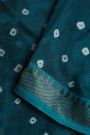 Kalamkari Teal Blue Saree With Cross Lines Temple Border