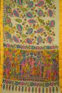Kalamkari Cream Saree With Diamonds Temples Border