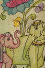 Kalamkari Cream Saree With Diamonds Temples Border