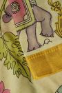 Kalamkari Cream Saree With Diamonds Temples Border