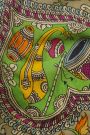 Kalamkari Sea Green Saree With Diamonds Border