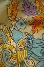 Kalamkari Sea Green Saree With Diamonds Border