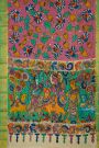 Kalamkari Pink Saree With Diamonds And Temple Border