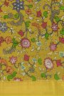 Kalamkari Silk Multi Colour Saree With Diamonds Border