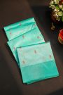 Chanderi Silk Turquoise Blue Saree With Florals And Buttis Body