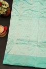 Chanderi Silk Turquoise Blue Saree With Florals And Buttis Body