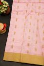 Chanderi Silk Baby Pink Saree With Florals And Buttis Body