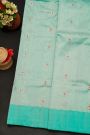 Chanderi Silk Mint Blue Saree With Florals And Buttis Body
